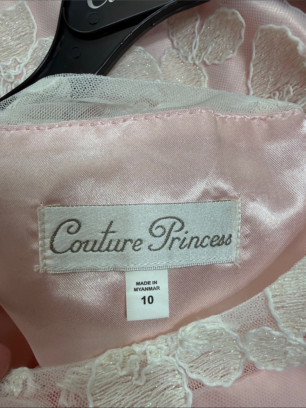 Girls' Pink Lace Floral Dress with Pearl Waist - Picture 2 of 6